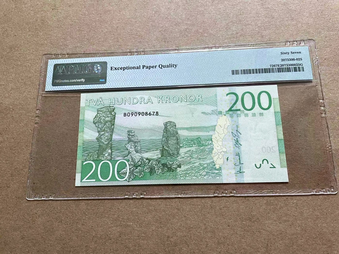 【Blue Auction】✨世界纸币精拍第415期——北欧&中欧专场 瑞典 2015年200克朗 PMG67EPQ 