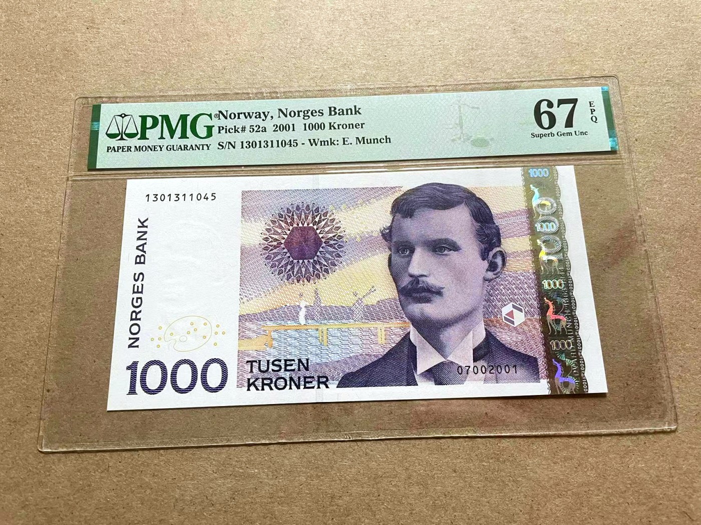 【Blue Auction】✨世界纸币精拍第415期——北欧&中欧专场 挪威 2001年1000克朗 PMG67EPQ 