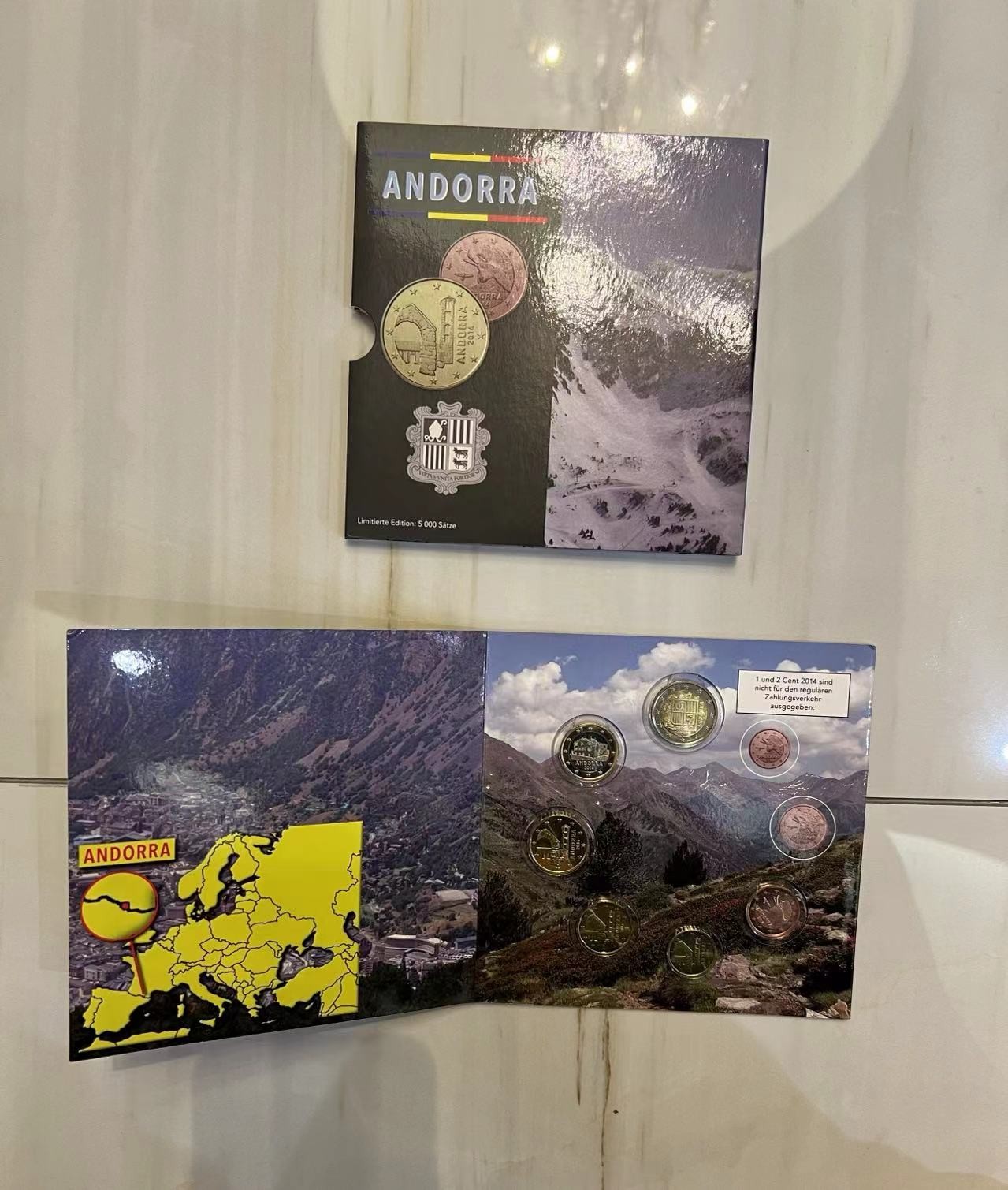 【币观天下】第2期钱币低佣金秒杀专场全场三件以上包邮 安道尔2014年欧元开门官方套币 发行量5000套 