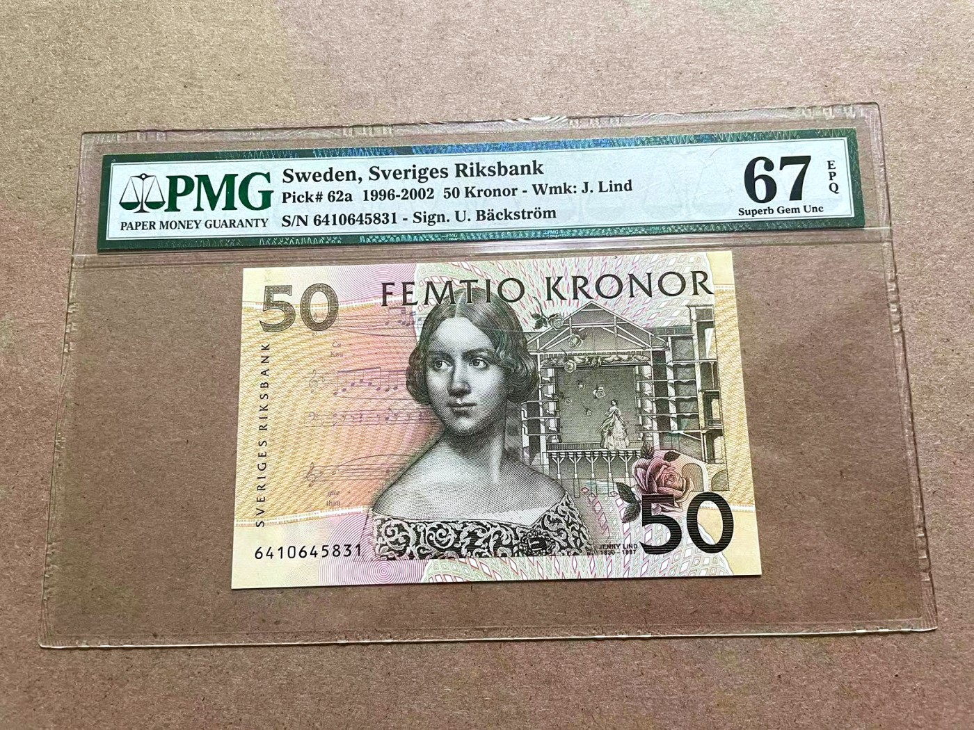 【Blue Auction】✨世界纸币精拍第415期——北欧&中欧专场 【a版】瑞典 1996-02年50克朗 PMG67EPQ 