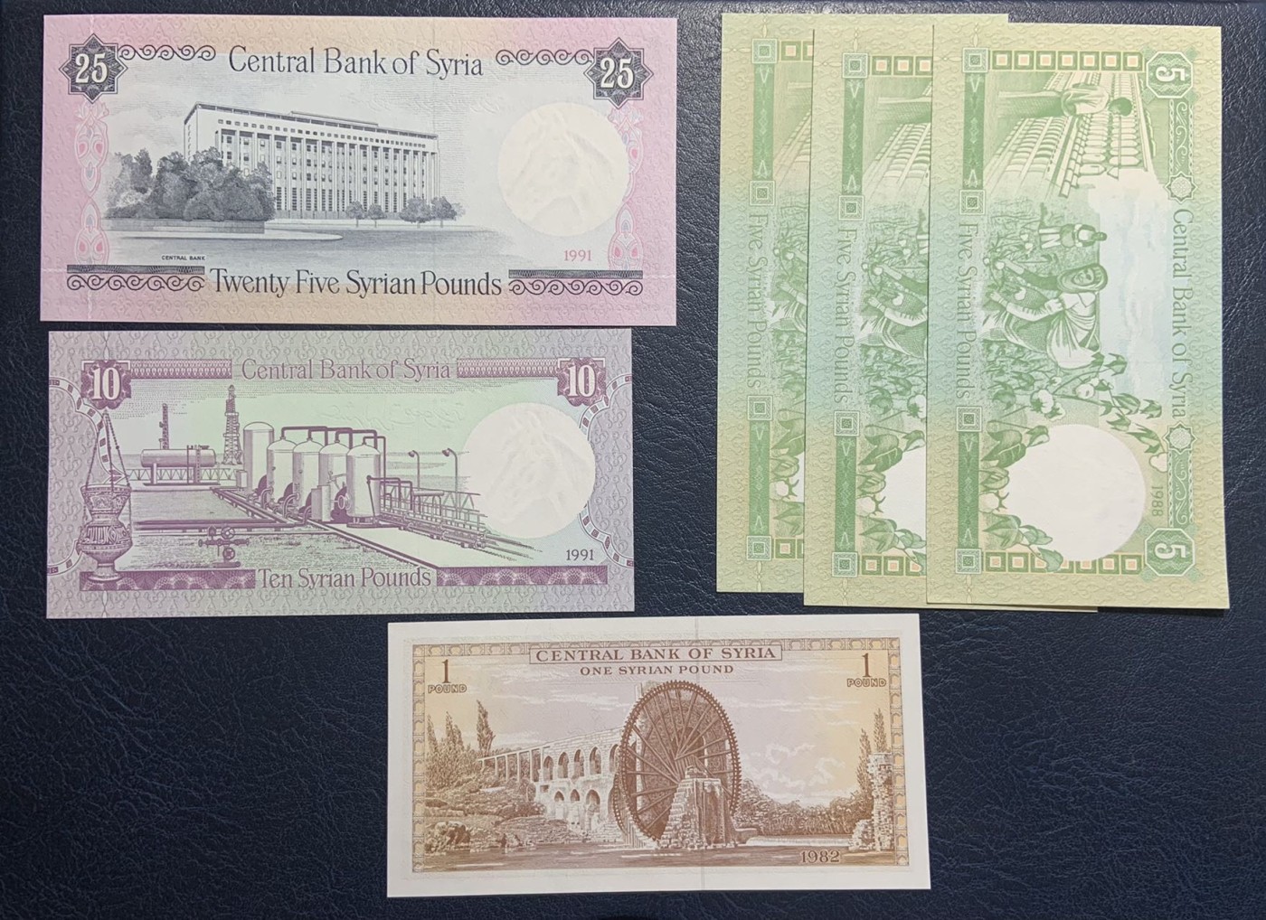收藏联盟Quantum Auction 第316期拍卖  叙利亚1991-98年5-1000镑和1982年1镑  品相UNC 双面雕刻(25以上面值) 票幅较大 细节精美
