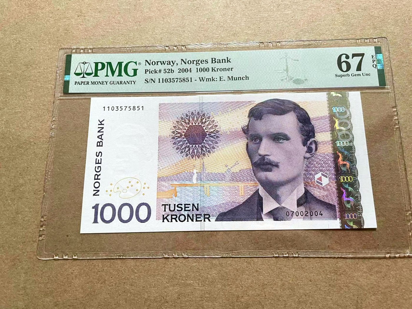 【Blue Auction】✨世界纸币精拍第415期——北欧&中欧专场 挪威 2004年1000克朗 PMG67EPQ 