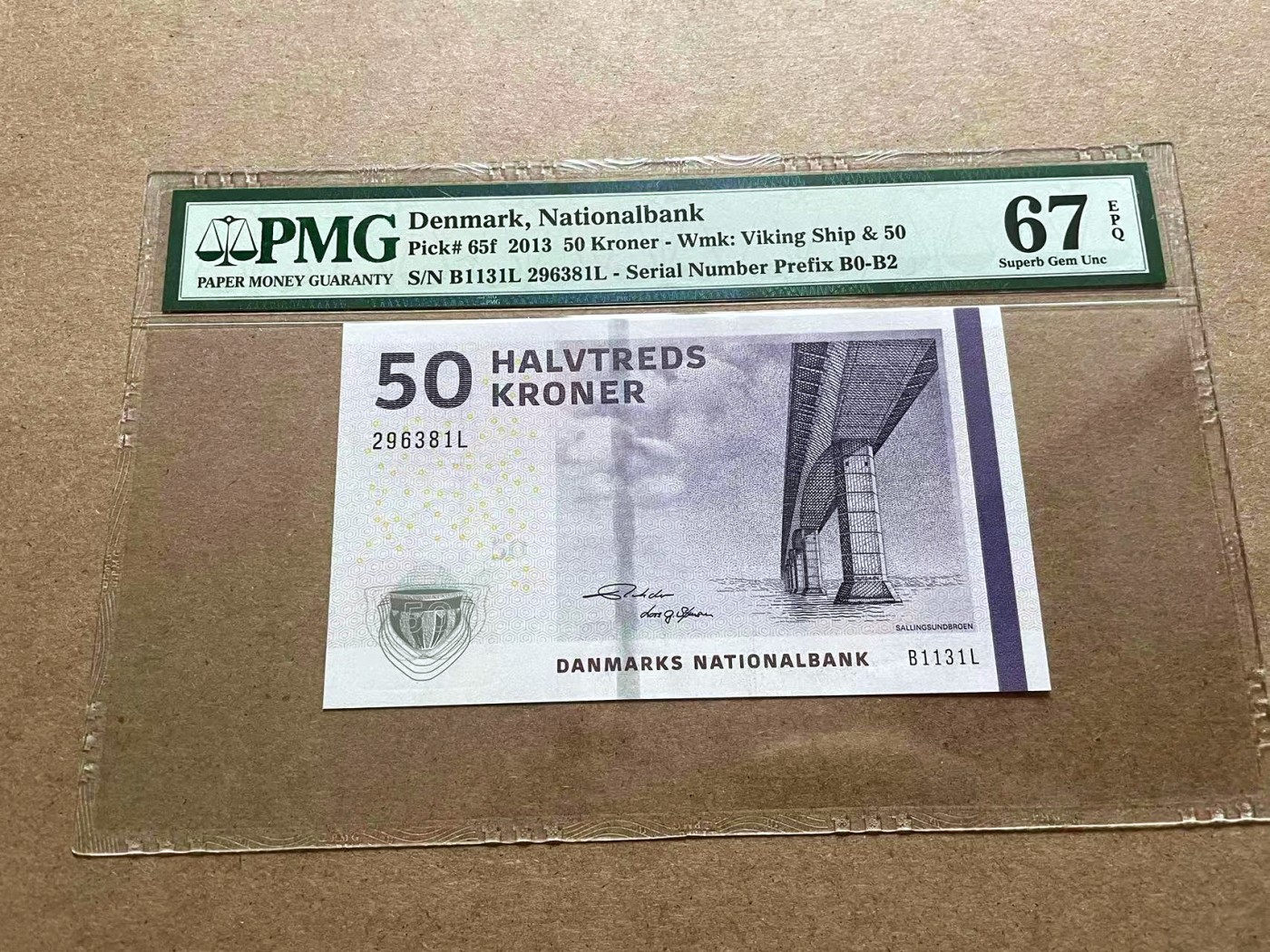 【Blue Auction】✨世界纸币精拍第415期——北欧&中欧专场 【无47】丹麦 2013年50克朗 PMG67EPQ 
