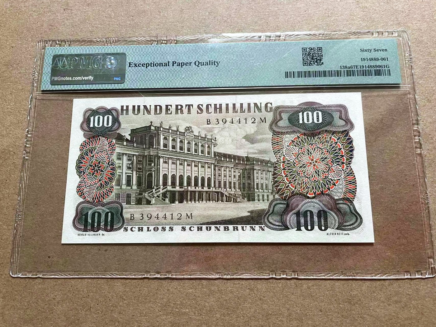 【Blue Auction】✨世界纸币精拍第415期——北欧&中欧专场 【亚军分】奥地利 1960年100先令 斯特劳斯 PMG67EPQ 高分