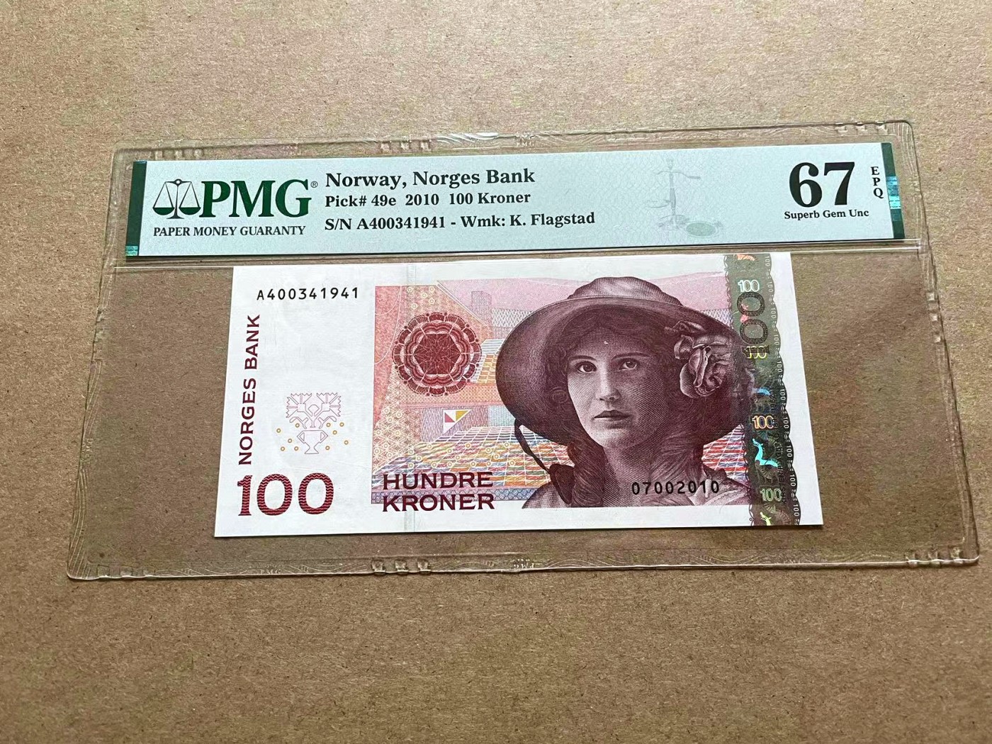 【Blue Auction】✨世界纸币精拍第415期——北欧&中欧专场 挪威 2010年100克朗 PMG67EPQ  