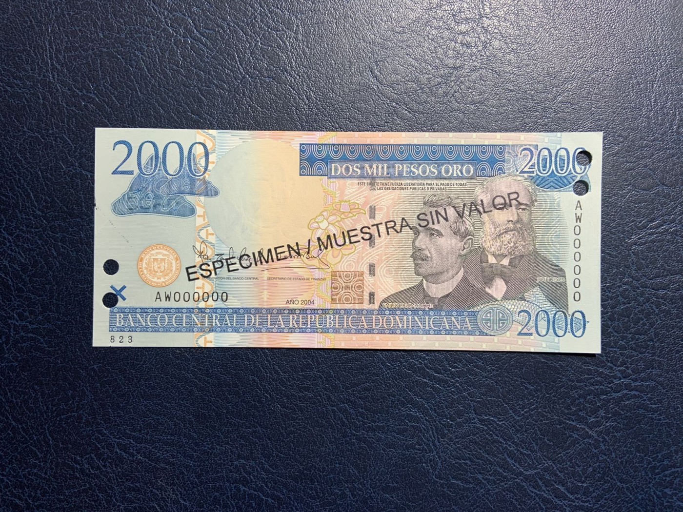 收藏联盟Quantum Auction 第316期拍卖  多米尼加2004年2000比索样票 品相UNC 边缘有油墨