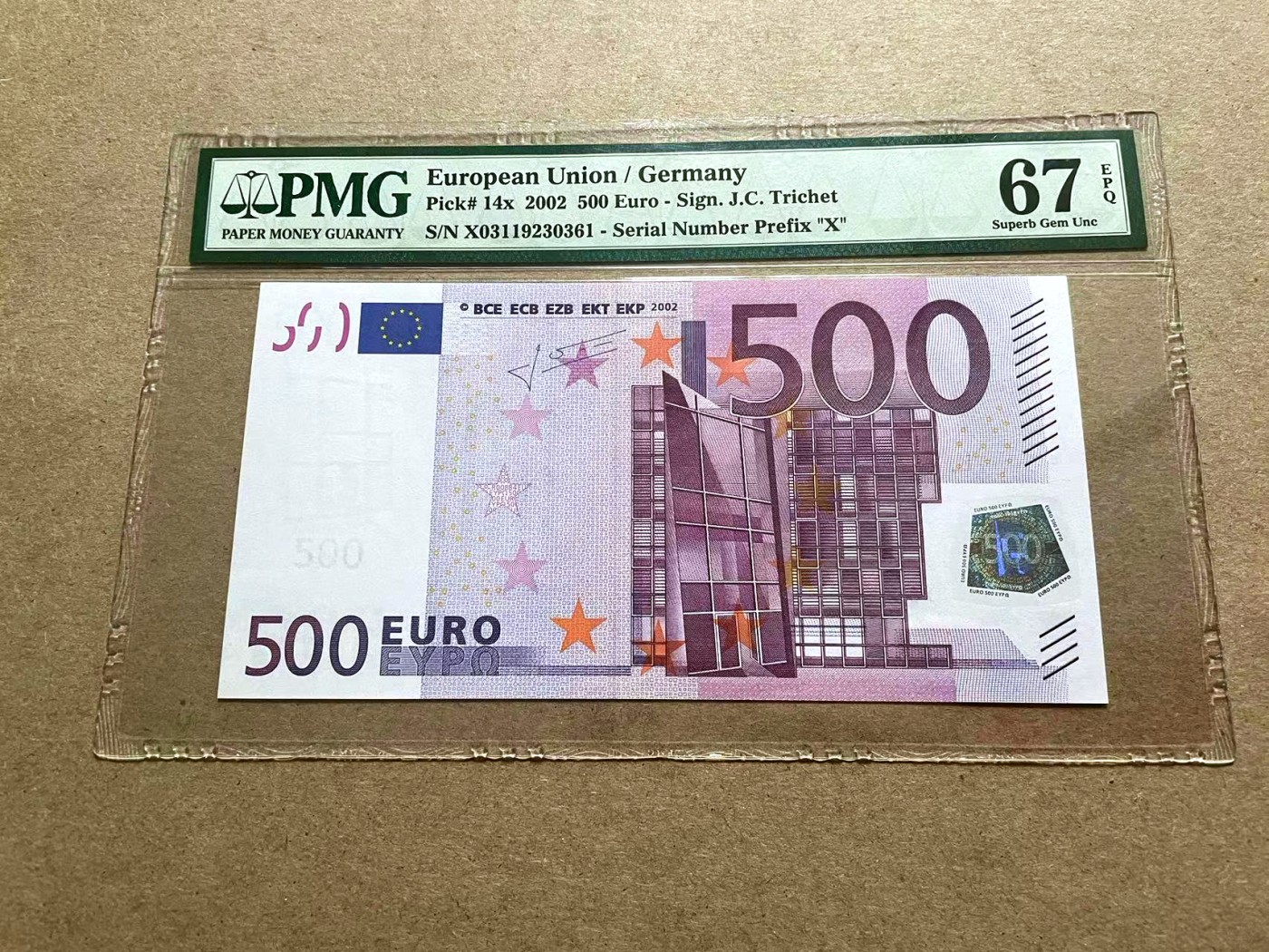 【Blue Auction】✨世界纸币精拍第415期——北欧&中欧专场 【无47】欧盟 二签 2002年500欧元 PMG67EPQ 高分