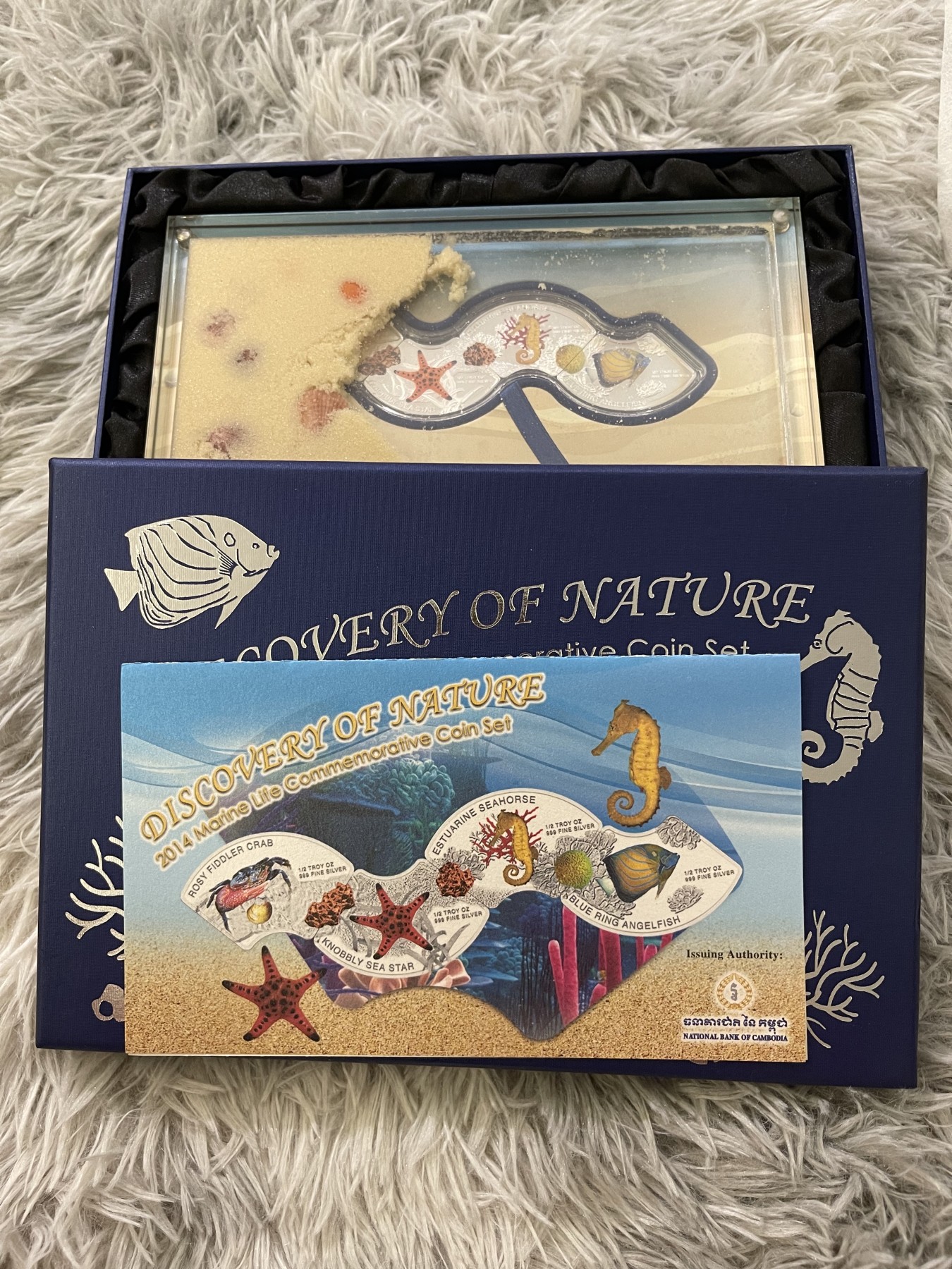 【币观天下】第2期钱币低佣金秒杀专场全场三件以上包邮 柬埔寨2014年海洋动物拼图精制银币套装 总共4枚 面值3000瑞尔 发行量3000套 