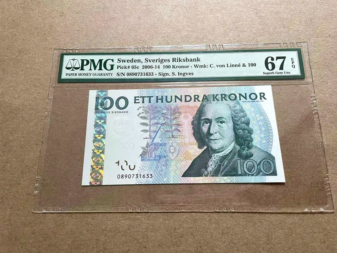 【Blue Auction】✨世界纸币精拍第415期——北欧&中欧专场 瑞典 2006-14年100克朗 PMG67EPQ 