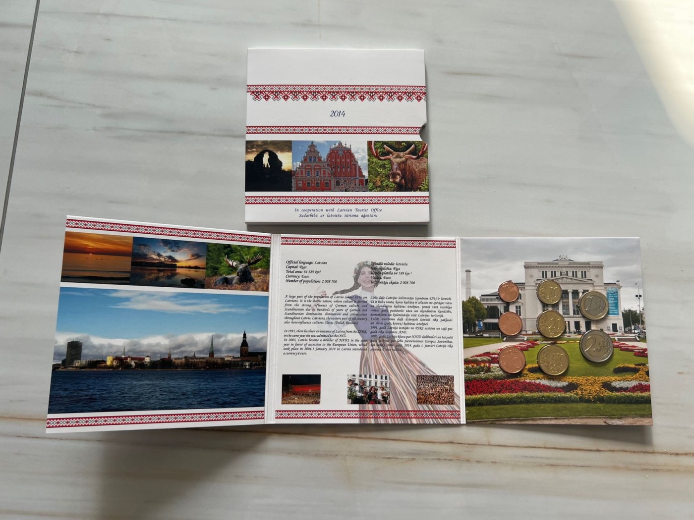 【币观天下】第2期钱币低佣金秒杀专场全场三件以上包邮 拉脱维亚2014年欧元官方套币 发行量仅1000套 