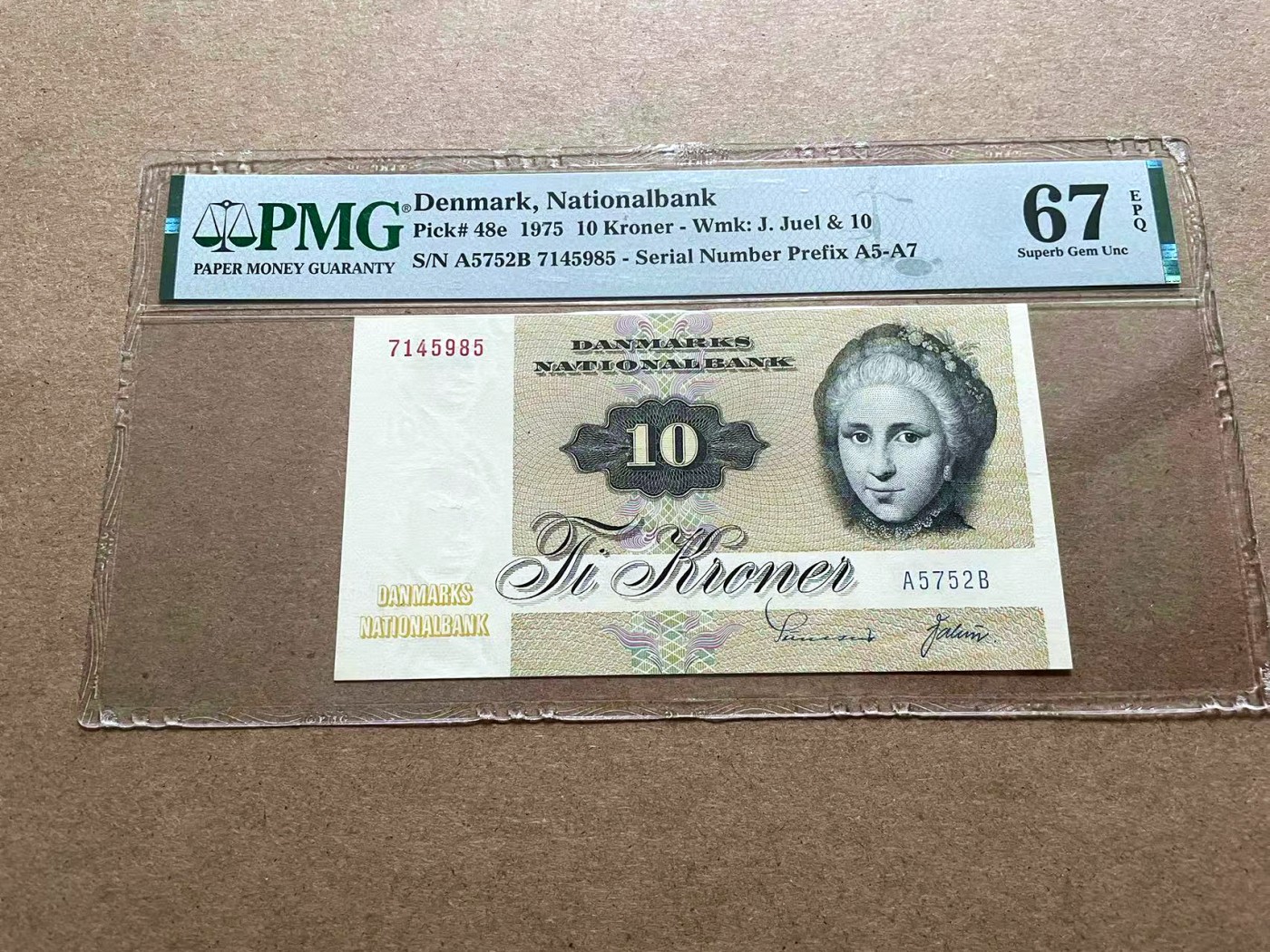 【Blue Auction】✨世界纸币精拍第415期——北欧&中欧专场 丹麦 1975年10克朗 PMG67EPQ 