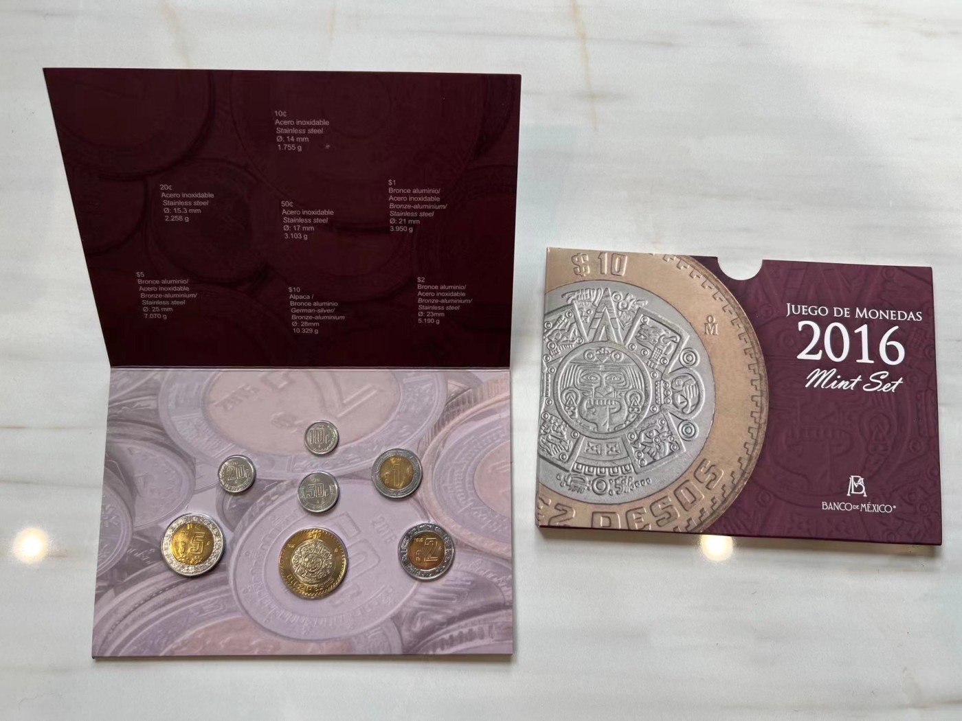 【币观天下】第2期钱币低佣金秒杀专场全场三件以上包邮 墨西哥2016年央行官方套币 含四枚双色币 稀少