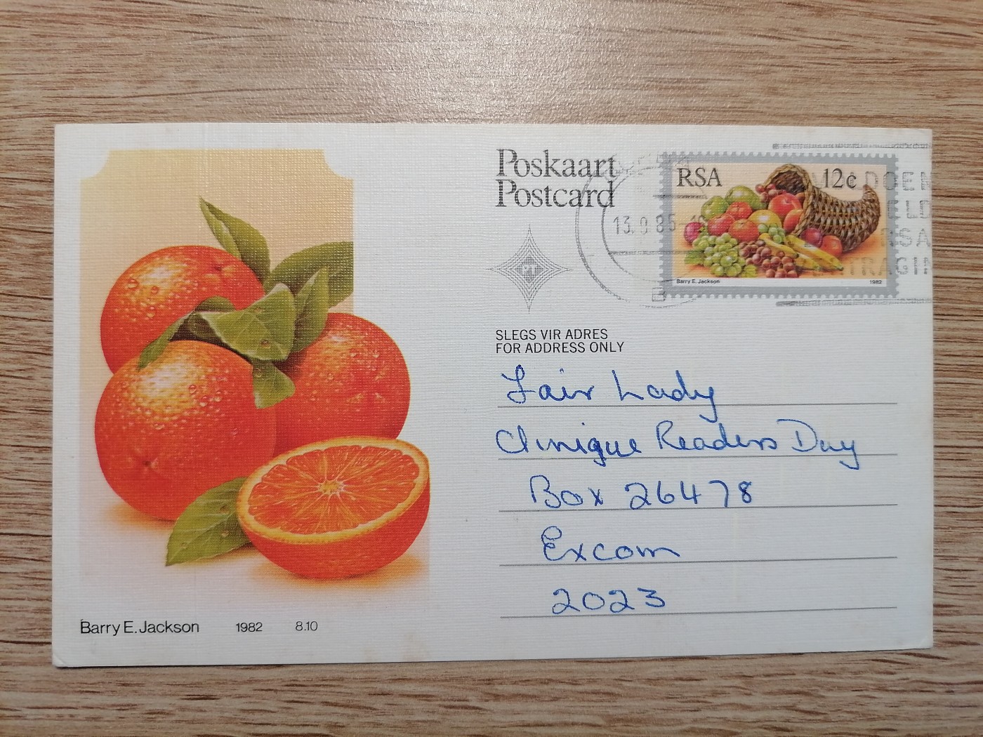 外国实寄邮资片-水果