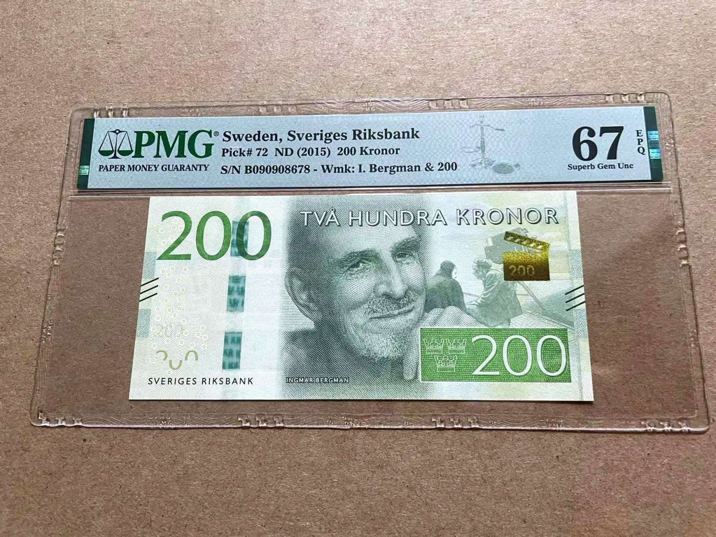 【Blue Auction】✨世界纸币精拍第415期——北欧&中欧专场 瑞典 2015年200克朗 PMG67EPQ 