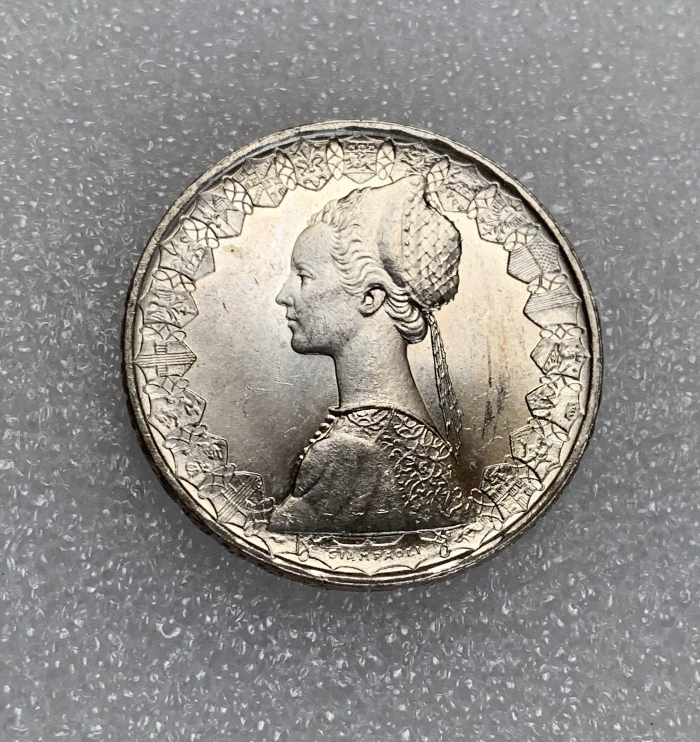 瓶子🏺第124期拍卖会  意大利帆船美女文艺复兴少女500里拉银币