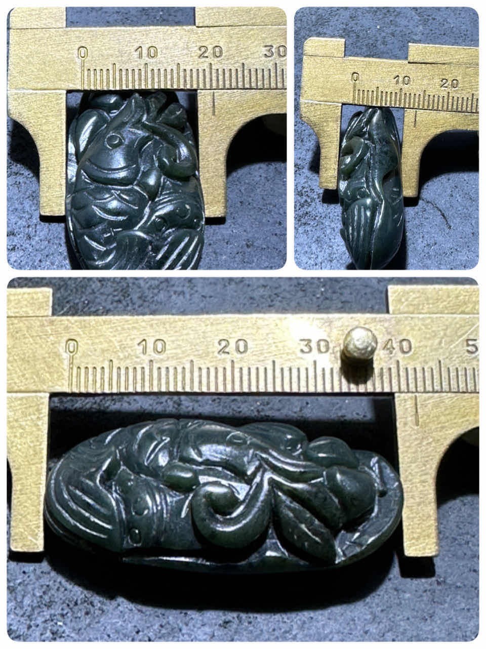 天然新疆和田青玉雕颗莲叶鲤鱼吊坠一个，