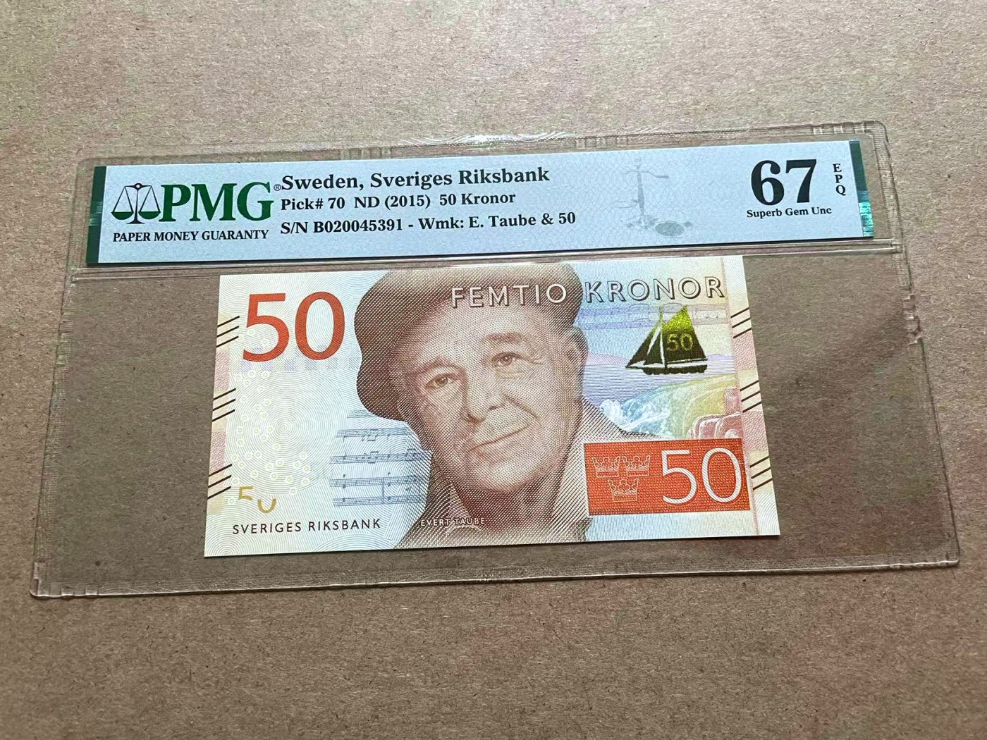 【Blue Auction】✨世界纸币精拍第415期——北欧&中欧专场 瑞典 2015年50克朗 PMG67EPQ