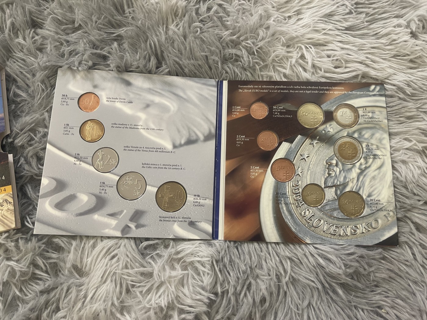 【币观天下】第2期钱币低佣金秒杀专场全场三件以上包邮 斯洛伐克2004年最后的克朗和欧元样币套装 品相如图