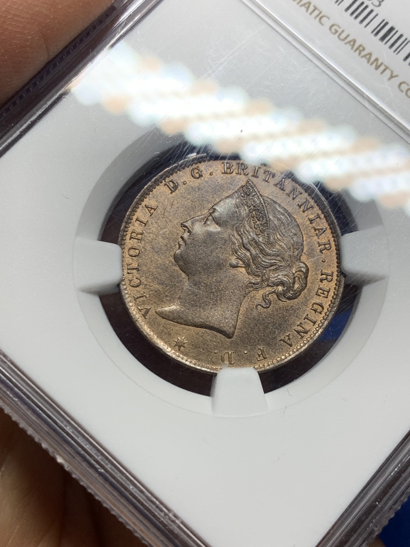 《竞宝斋》第232场-周日，周一 2场 (全场包邮) NGC MS64BN 英属泽西岛1894年1/24先令铜币 亚军分