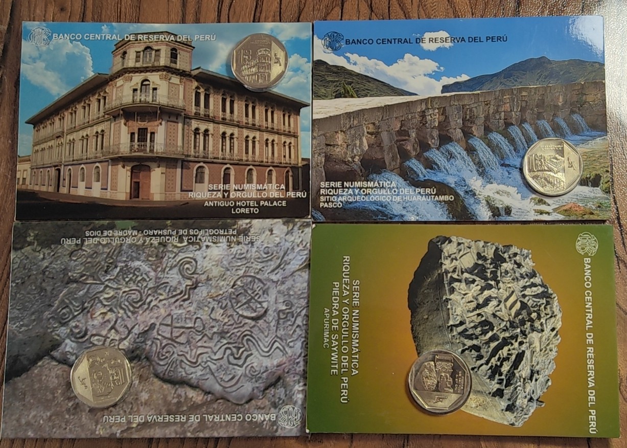 【币观天下】第2期钱币低佣金秒杀专场全场三件以上包邮 秘鲁官方卡装纪念币四种不同