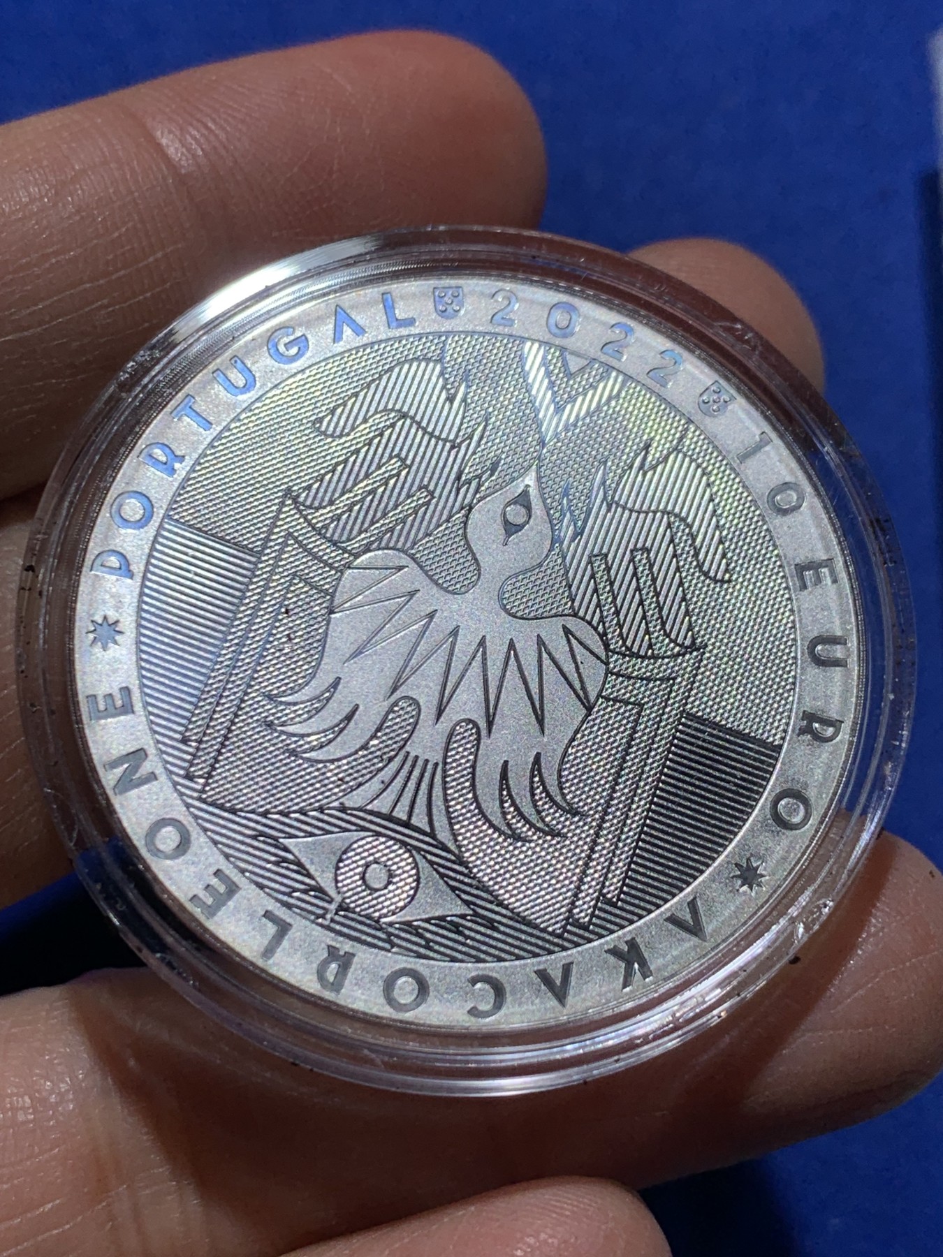 《竞宝斋》第232场-周日，周一 2场 (全场包邮) 葡萄牙2022年阿卡柯里昂10欧彩色精制纪念银币-10欧 925银 27g 40mm 带盒证 发行量4000枚