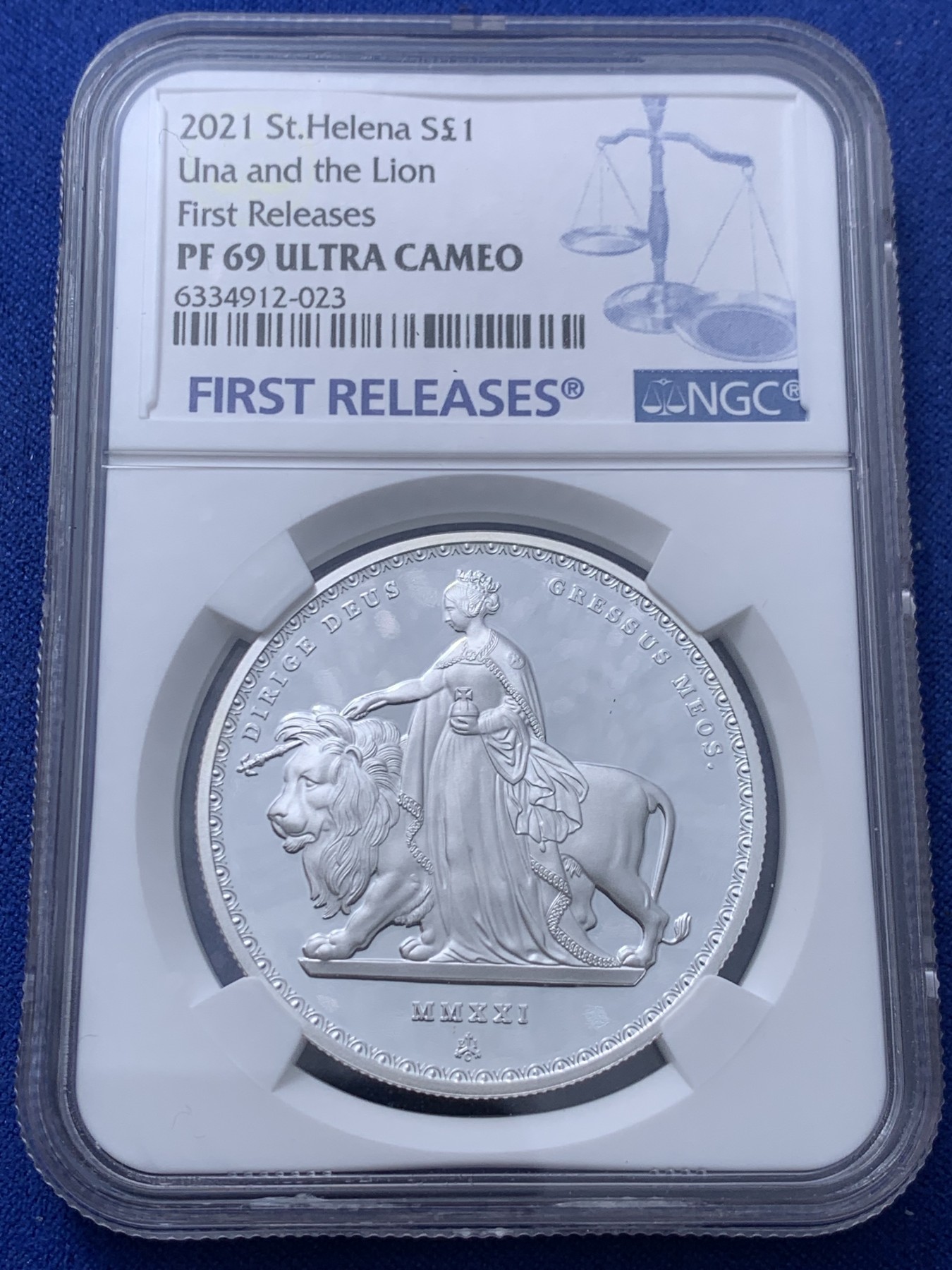 《竞宝斋》第232场-周日，周一 2场 (全场包邮) NGC-PF69UC 圣赫勒拿2021伟大雕刻-尤娜与狮子-1英镑 999银 发行量2000枚