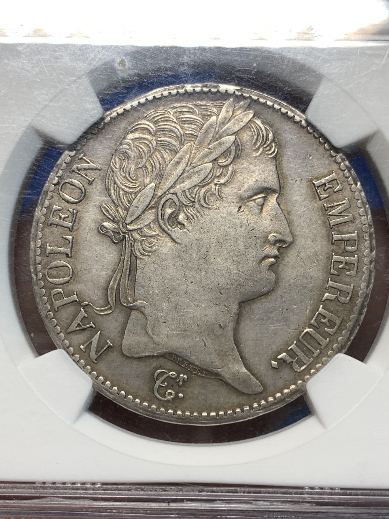 《竞宝斋》第232场-周日，周一 2场 (全场包邮) NGC AUD 法国1812年拿破仑一世5法郎银币 双面深打 细节非常好