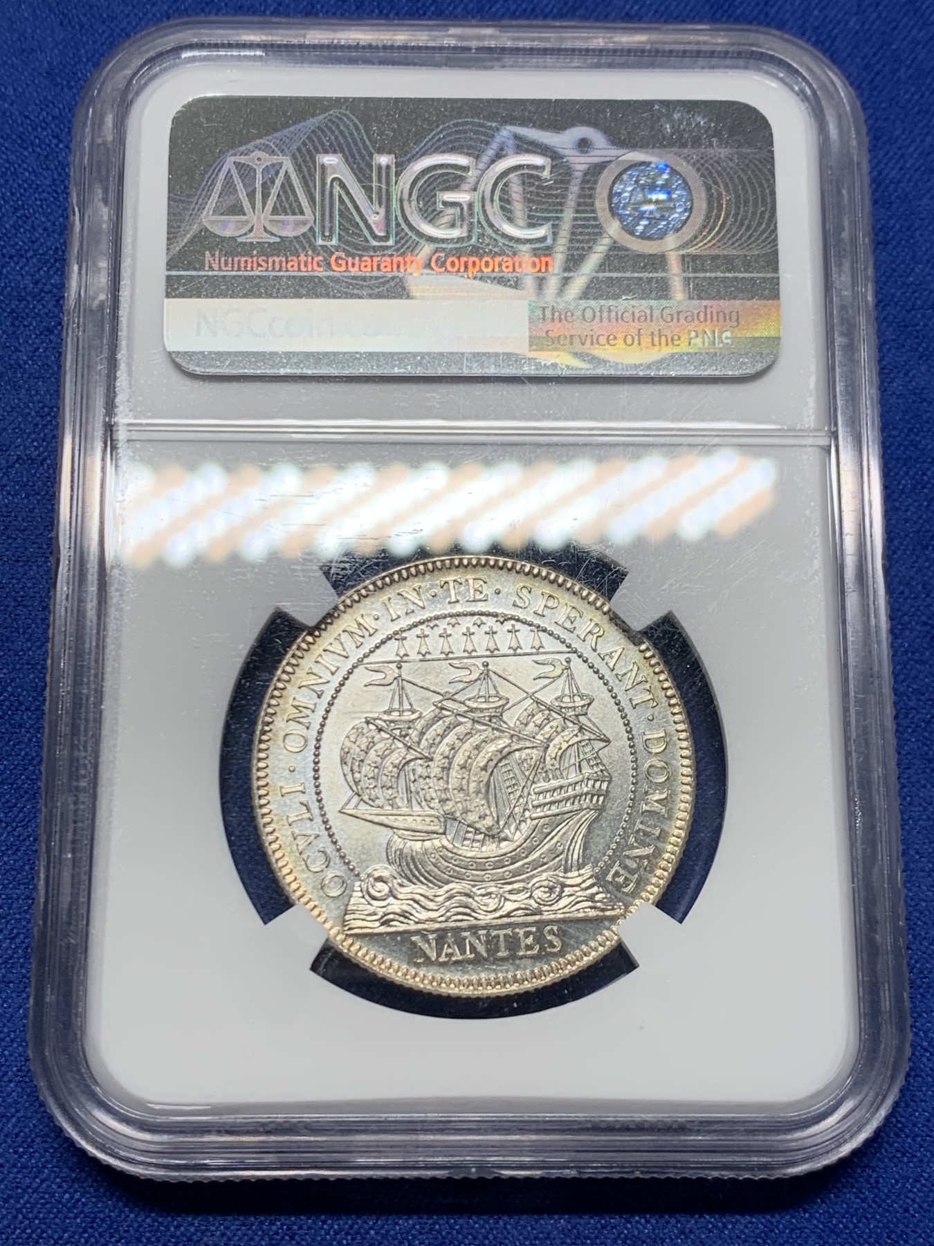 《竞宝斋》第232场-周日，周一 2场 (全场包邮) NGC MS65 法国19世纪南特商会银质代用币 原光顶级品相