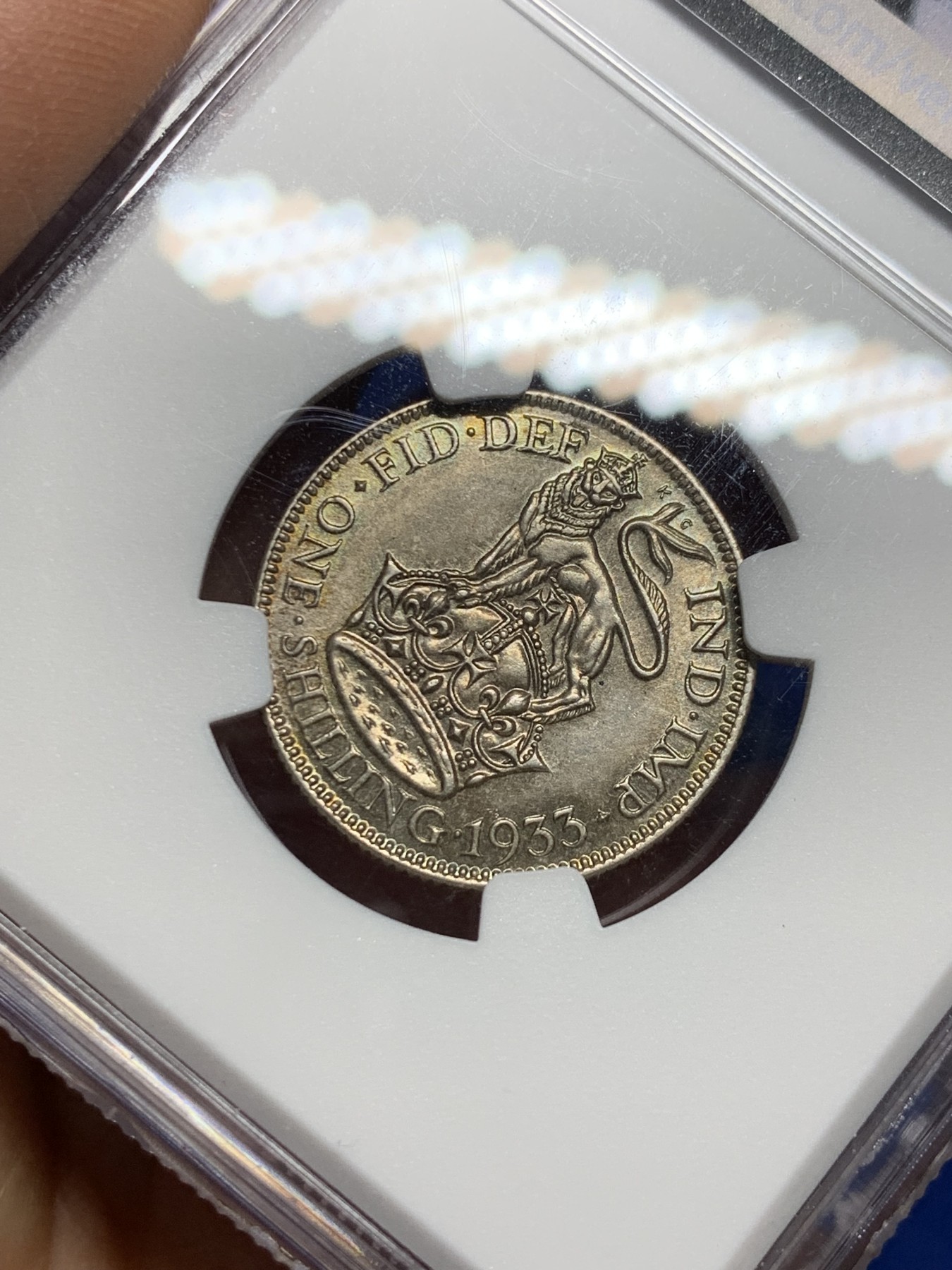 《竞宝斋》第232场-周日，周一 2场 (全场包邮) NGC MS64 英国1933年乔治五世1先令银币 亚军分