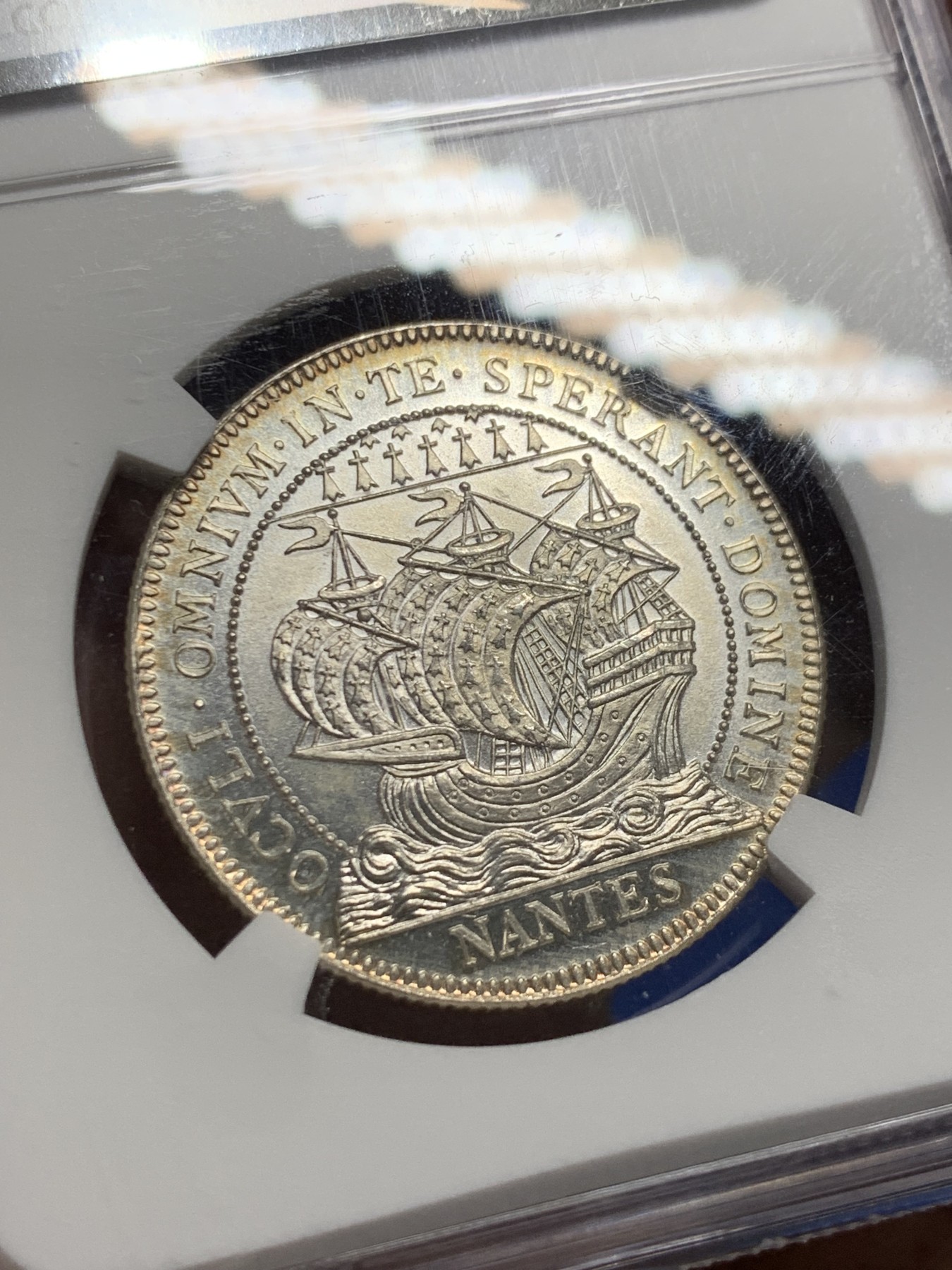 《竞宝斋》第232场-周日，周一 2场 (全场包邮) NGC MS65 法国19世纪南特商会银质代用币 原光顶级品相