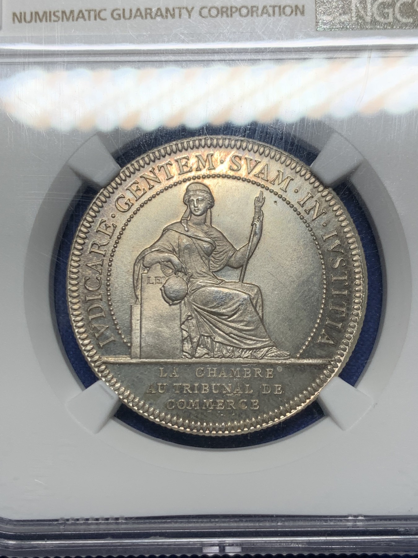《竞宝斋》第232场-周日，周一 2场 (全场包邮) NGC MS65 法国19世纪南特商会银质代用币 原光顶级品相