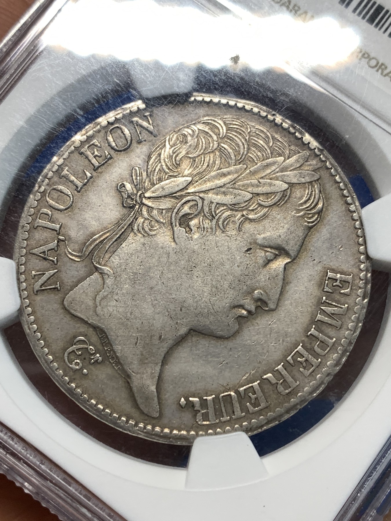 《竞宝斋》第232场-周日，周一 2场 (全场包邮) NGC AUD 法国1812年拿破仑一世5法郎银币 双面深打 细节非常好