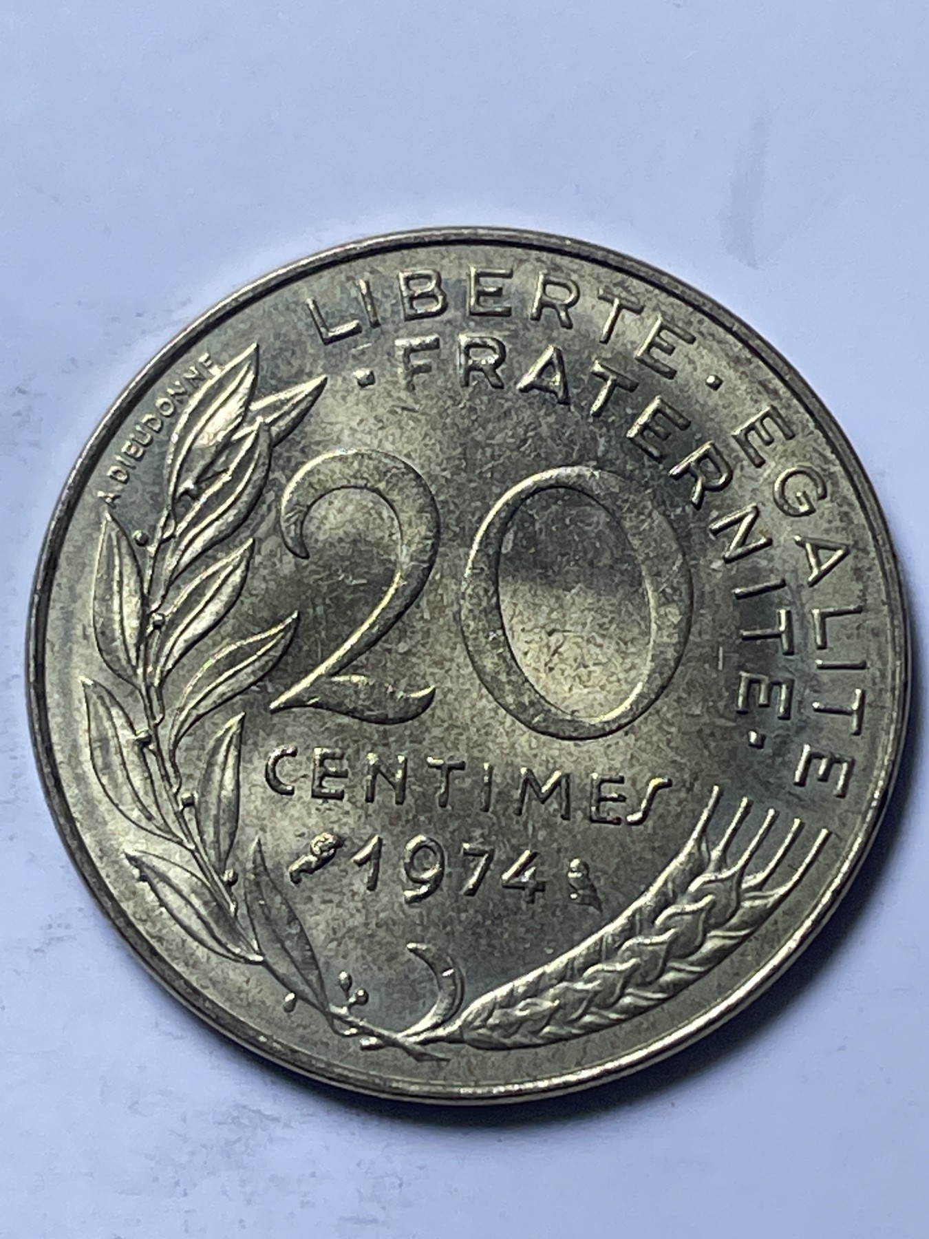 神仙姐姐散币好品专场第十三期（无佣金满邮自动发出 1974 年法国女神 20 分黄铜纪念币