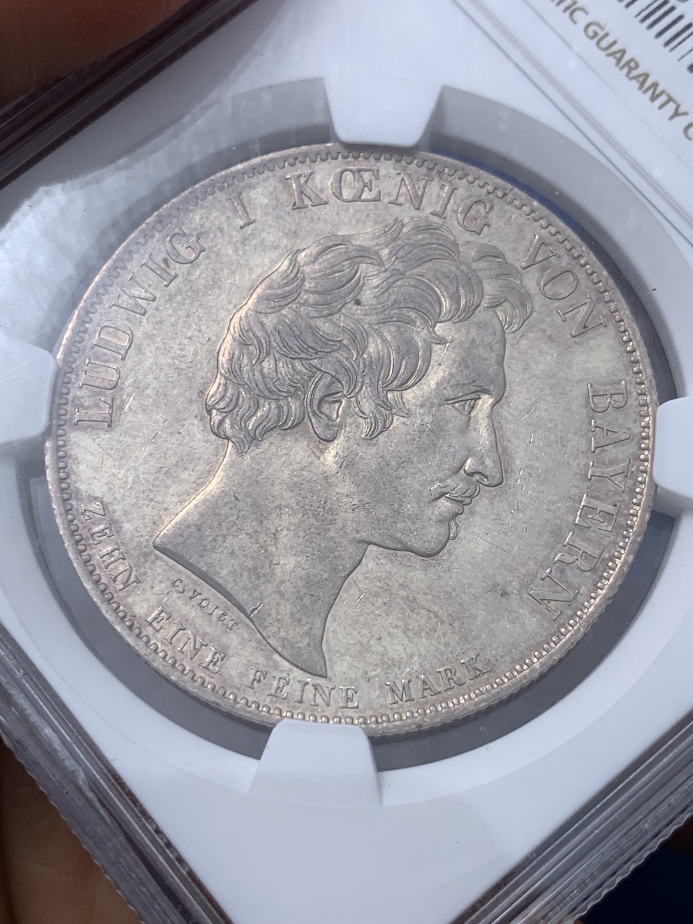 《竞宝斋》第232场-周日，周一 2场 (全场包邮) NGC AU58 德国 1827 巴伐利亚 路德维希一世 特蕾莎勋章创立 泰勒大银币 极少品种