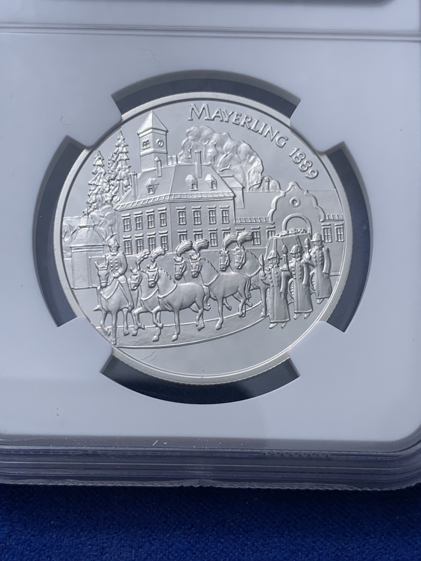 《竞宝斋》第232场-周日，周一 2场 (全场包邮) NGC PF70UC 奥地利1998年哈布斯堡匈牙利和波西米亚鲁道夫王储纪念精制100先令银币 带原盒证 唯一冠军分