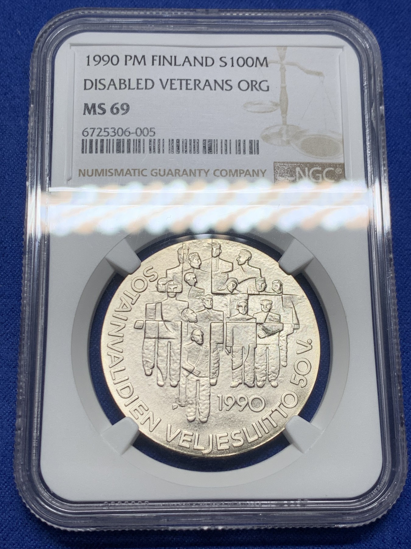 《竞宝斋》第232场-周日，周一 2场 (全场包邮) NGC MS69 芬兰1990年100马克 获奖币 高分少见