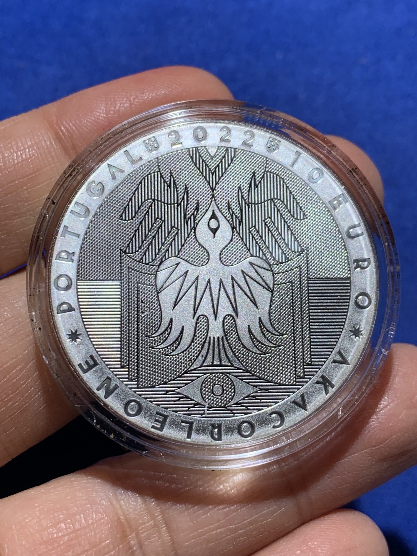 《竞宝斋》第232场-周日，周一 2场 (全场包邮) 葡萄牙2022年阿卡柯里昂10欧彩色精制纪念银币-10欧 925银 27g 40mm 带盒证 发行量4000枚