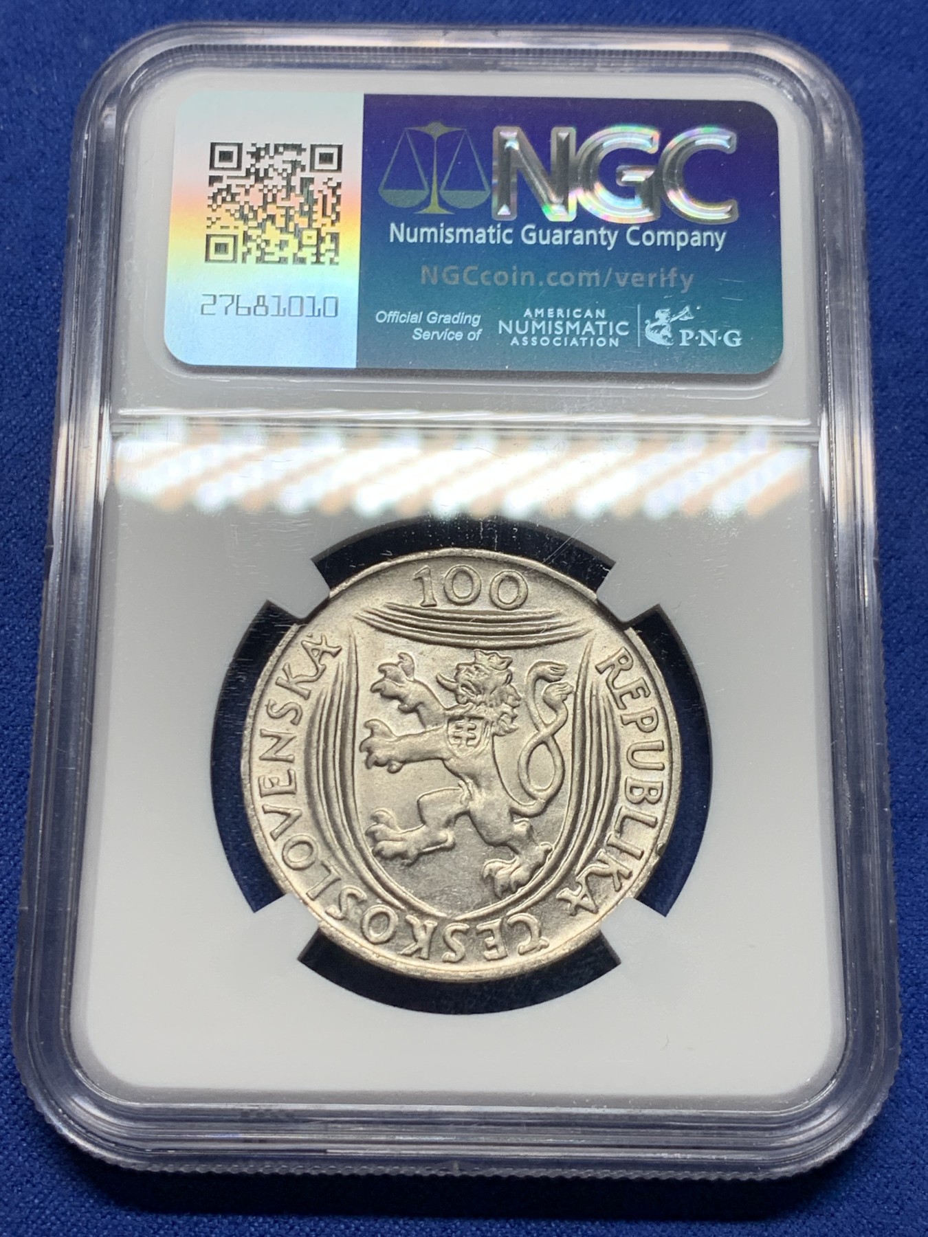 《竞宝斋》第232场-周日，周一 2场 (全场包邮) NGC MS63 捷克斯洛伐克1951年共产党成立30周年捷共领导人哥特瓦尔德头像100克朗银币，经典共产党人物题材