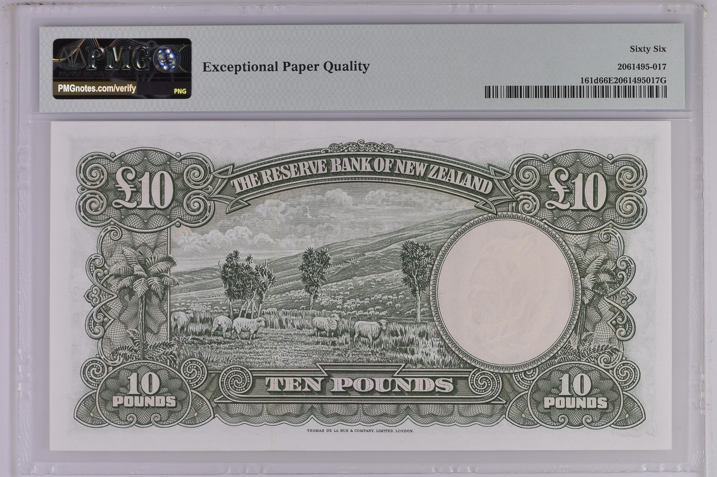 收藏联盟Quantum Auction 第316期拍卖  新西兰ND (1960-67)年10镑 PMG66 