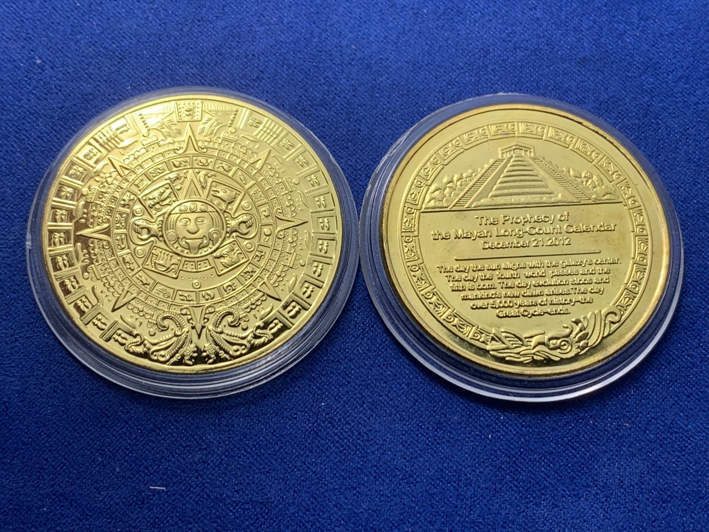 《竞宝斋》第232场-周日，周一 2场 (全场包邮) 2枚一组铜币 墨西哥美洲玛雅文化历法盘纪念章