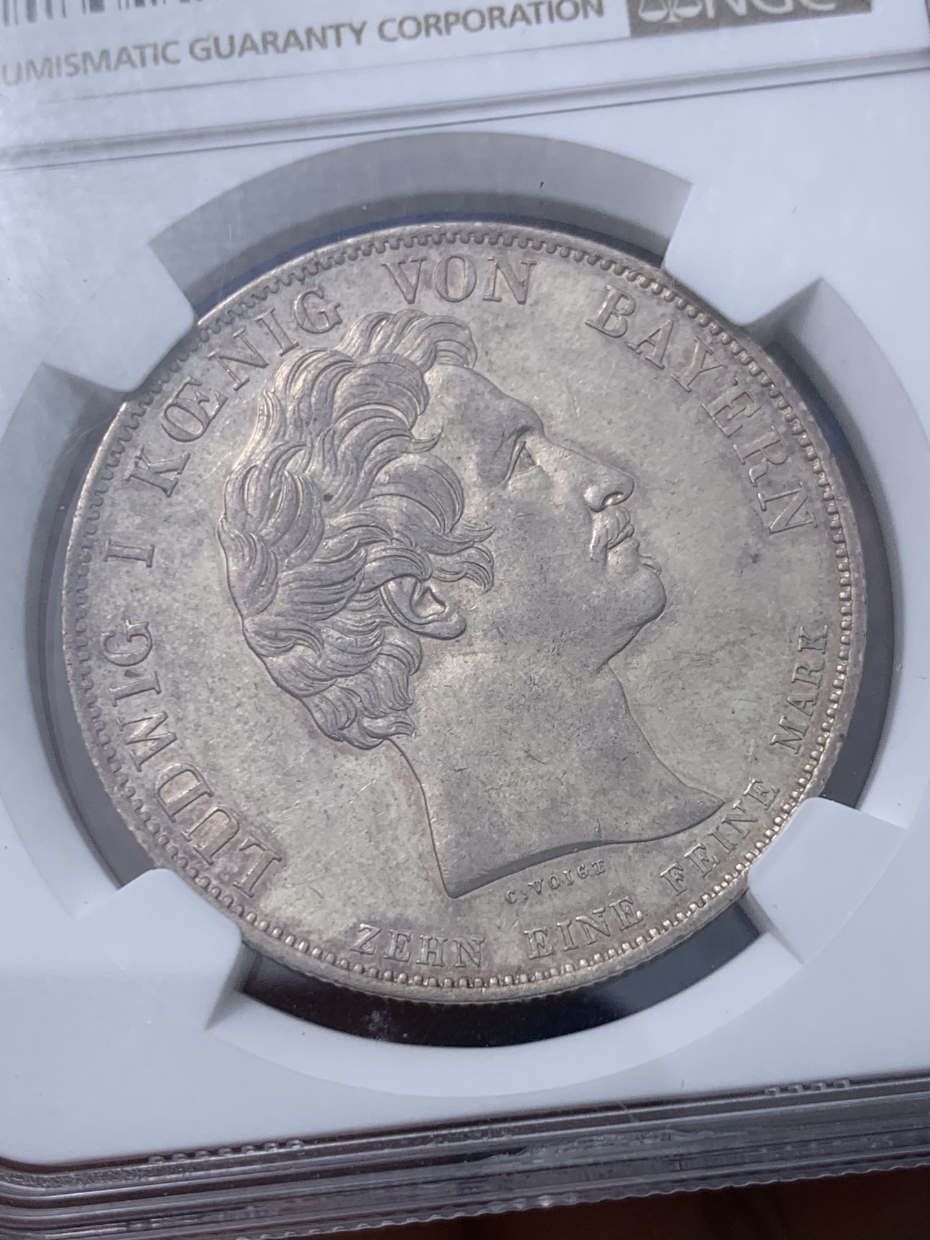 《竞宝斋》第232场-周日，周一 2场 (全场包邮) NGC AU58 德国 1827 巴伐利亚 路德维希一世 特蕾莎勋章创立 泰勒大银币 极少品种