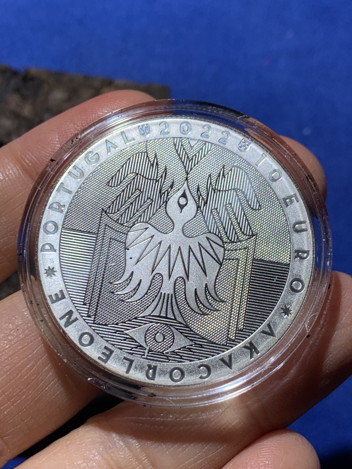 《竞宝斋》第232场-周日，周一 2场 (全场包邮) 葡萄牙2022年阿卡柯里昂10欧彩色精制纪念银币-10欧 925银 27g 40mm 带盒证 发行量4000枚