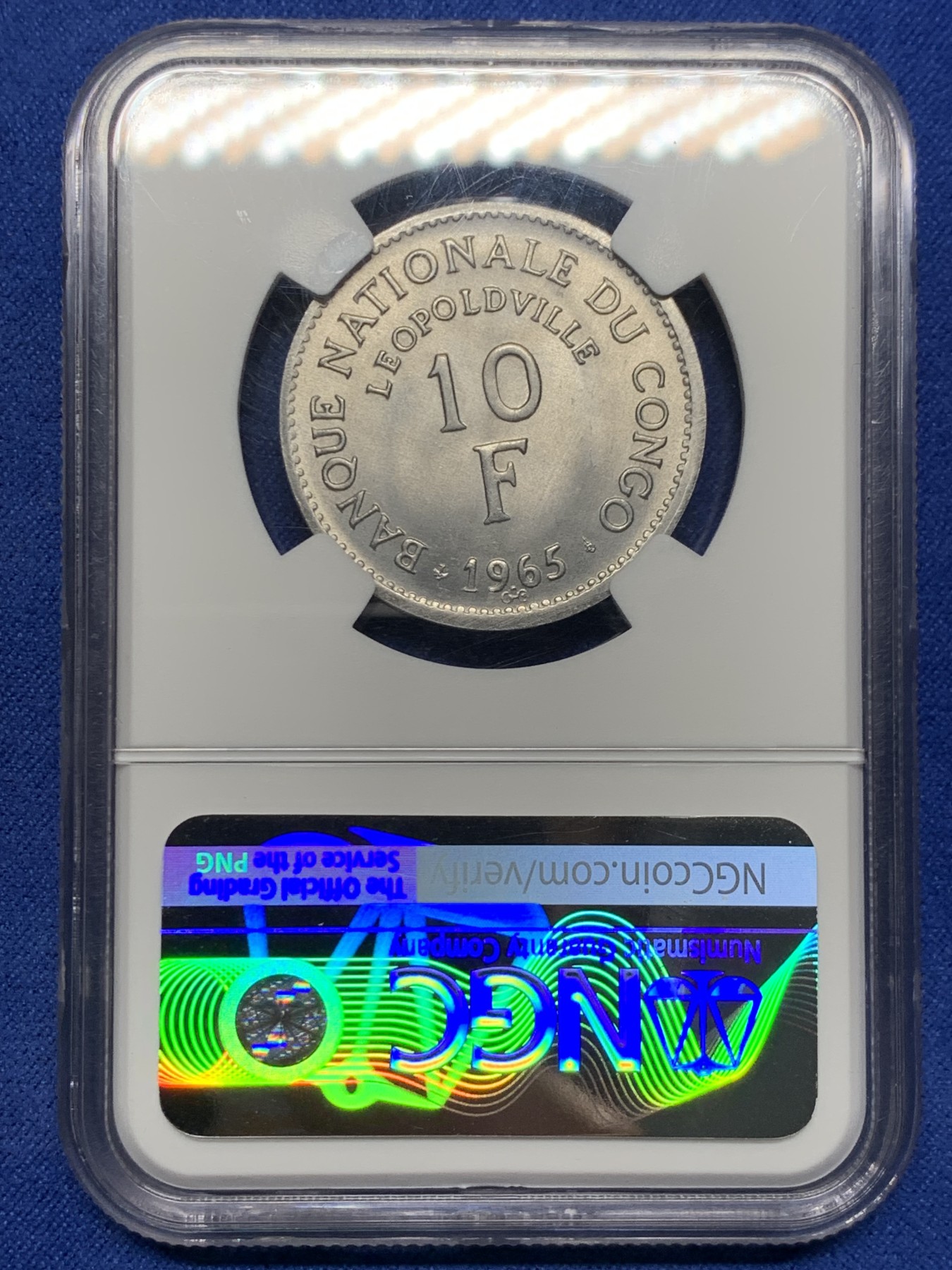 《竞宝斋》第232场-周日，周一 2场 (全场包邮) NGC  MS67 刚果 1965年10法郎   冠军分  稀少高分