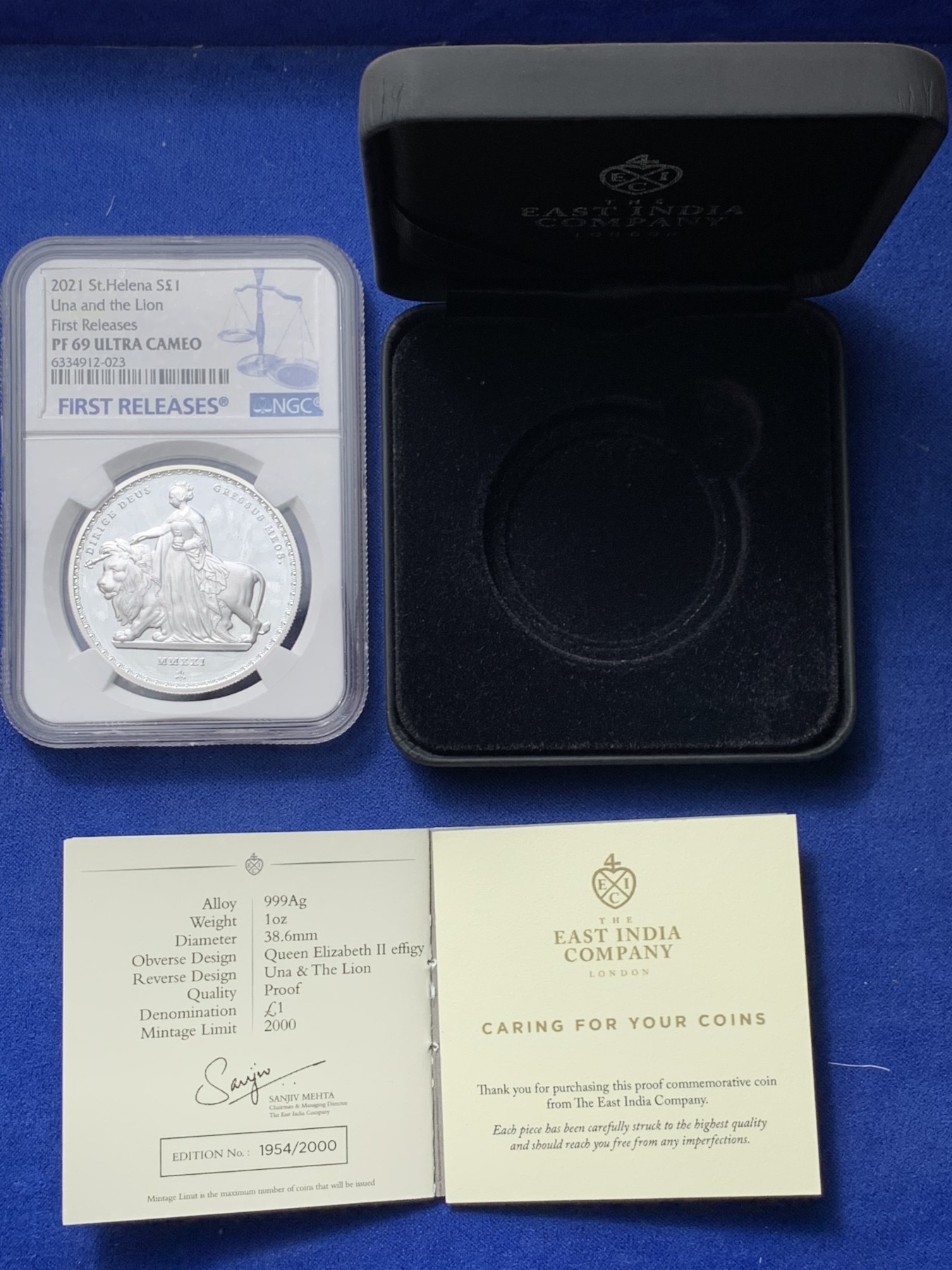 《竞宝斋》第232场-周日，周一 2场 (全场包邮) NGC-PF69UC 圣赫勒拿2021伟大雕刻-尤娜与狮子-1英镑 999银 发行量2000枚