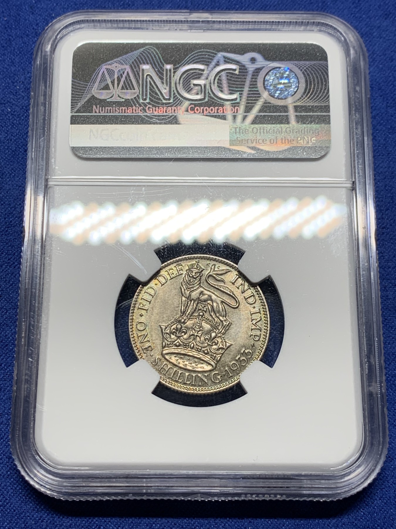 《竞宝斋》第232场-周日，周一 2场 (全场包邮) NGC MS64 英国1933年乔治五世1先令银币 亚军分