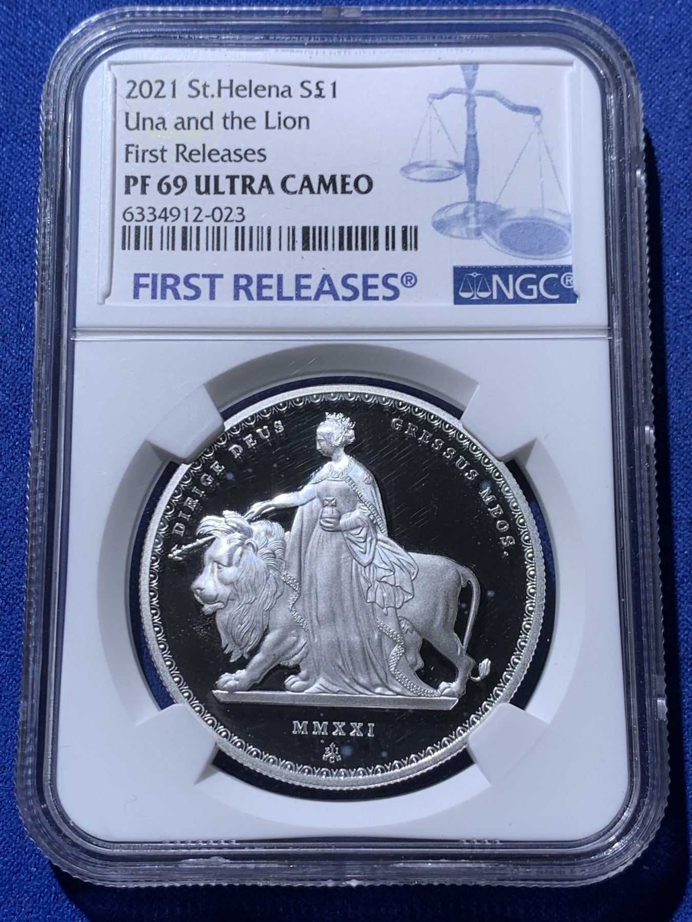 《竞宝斋》第232场-周日，周一 2场 (全场包邮) NGC-PF69UC 圣赫勒拿2021伟大雕刻-尤娜与狮子-1英镑 999银 发行量2000枚