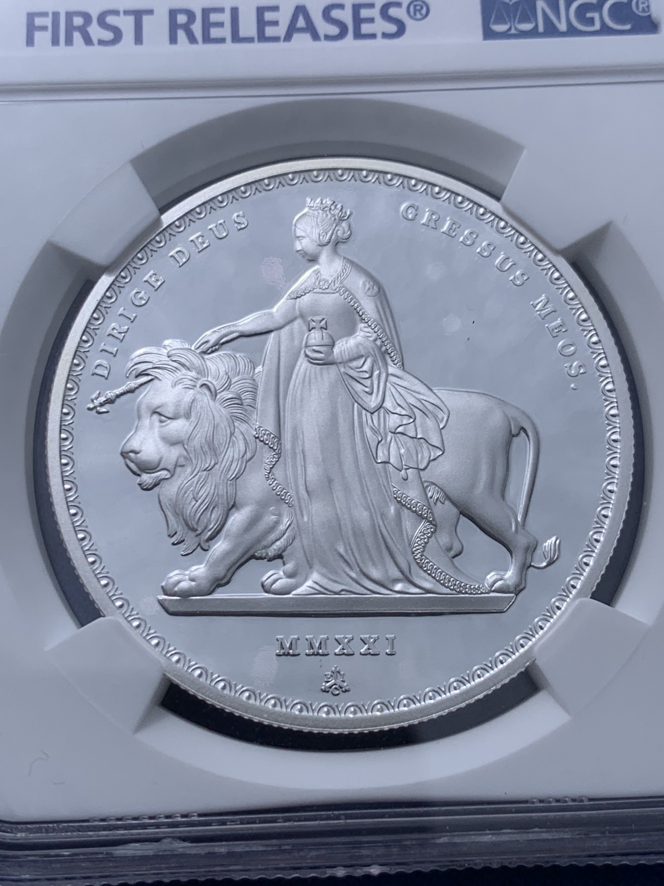 《竞宝斋》第232场-周日，周一 2场 (全场包邮) NGC-PF69UC 圣赫勒拿2021伟大雕刻-尤娜与狮子-1英镑 999银 发行量2000枚