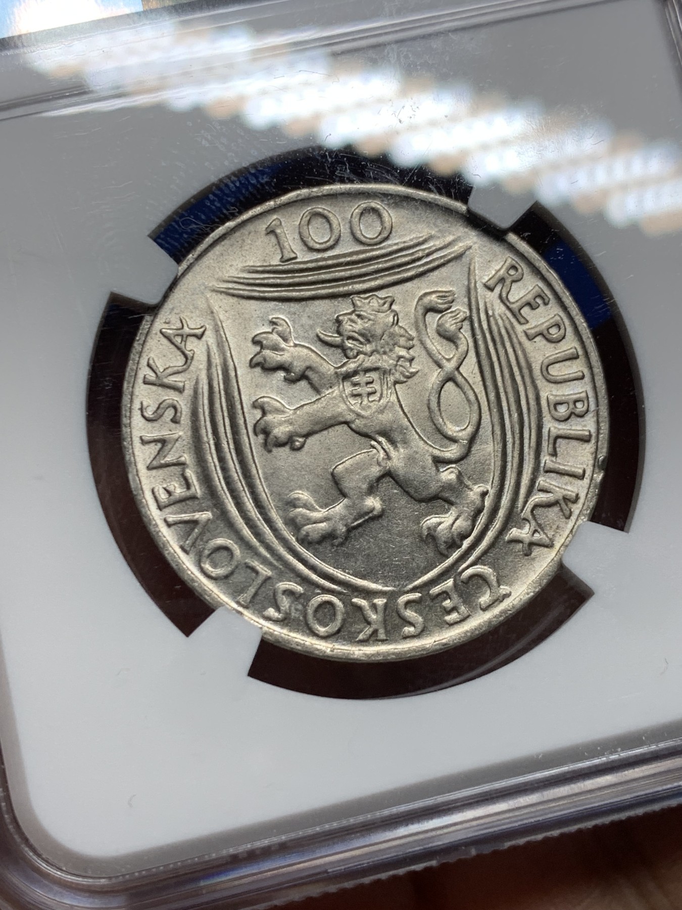 《竞宝斋》第232场-周日，周一 2场 (全场包邮) NGC MS63 捷克斯洛伐克1951年共产党成立30周年捷共领导人哥特瓦尔德头像100克朗银币，经典共产党人物题材