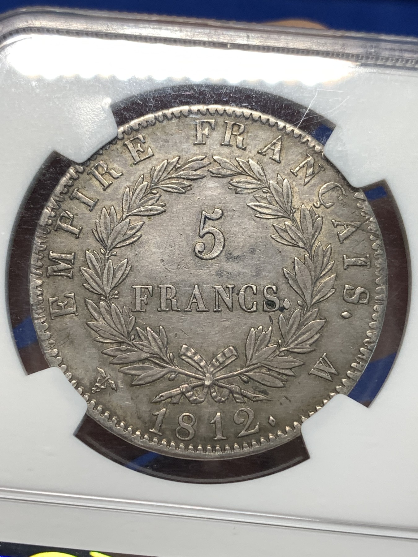 《竞宝斋》第232场-周日，周一 2场 (全场包邮) NGC AUD 法国1812年拿破仑一世5法郎银币 双面深打 细节非常好