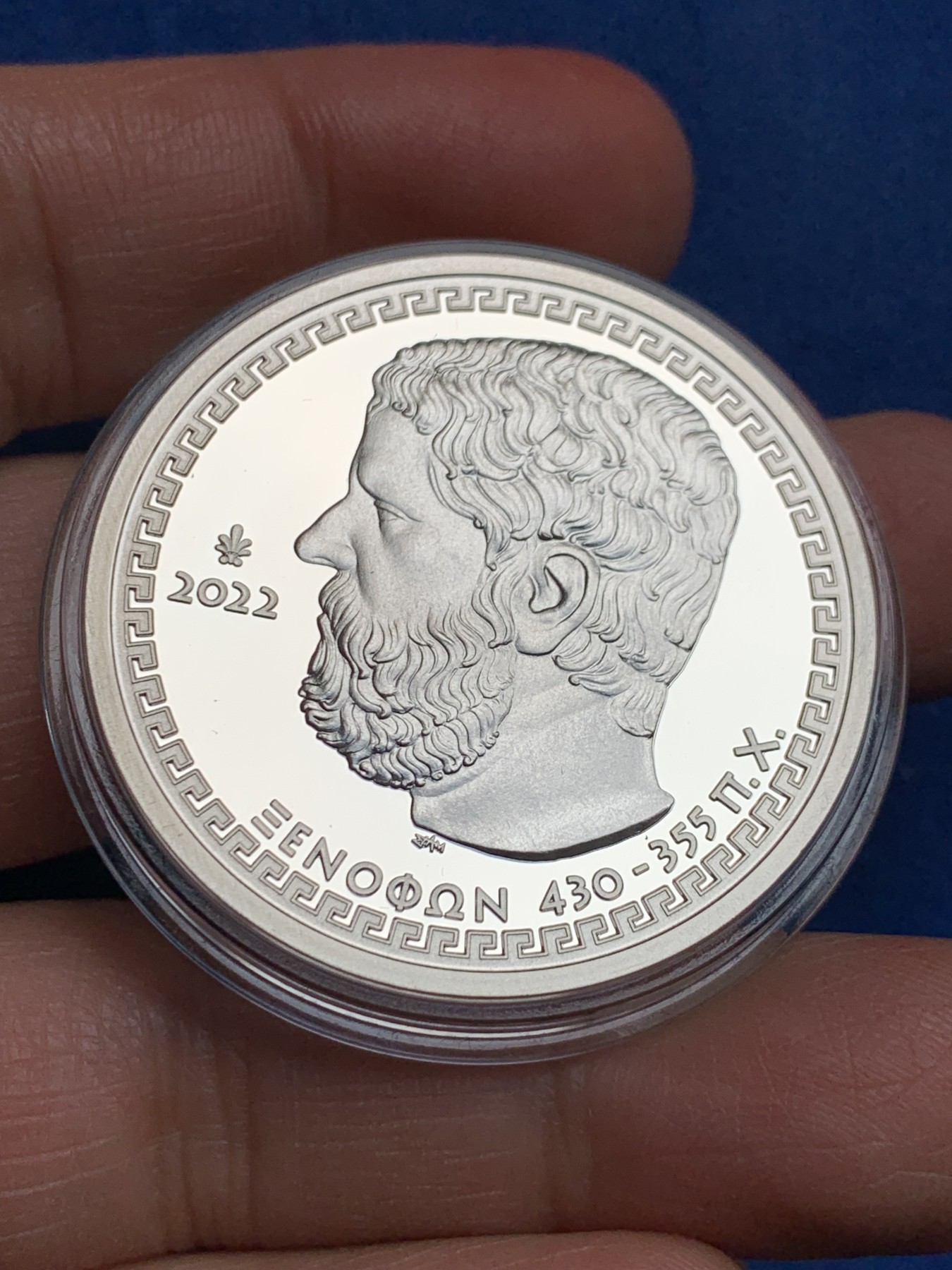 《竞宝斋》第232场-周日，周一 2场 (全场包邮) 希腊2022年色诺芬银币10欧 发行量1500 盒证全 34.1g 925银